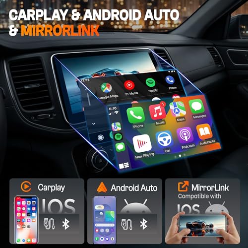Image of MEGAAUDIO 10.33 inch Android 14 Quad Core Processor Car Music System | Floating IPS Touchscreen | 4GB RAM 64GB ROM | Wireless CarPlay & Android Auto | 4G SIM | 360 Camera Support | WiFi Bluetooth Stereo