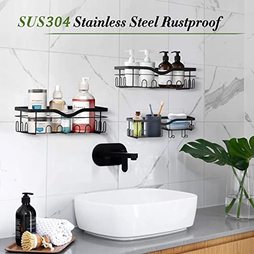Shower Caddy Bathroom Organizer, Wall Mount Rustproof Stainless Steel Shower Shelves for Bathroom, Toilet, Kitchen and Dorm (Luxury 3 Pack)