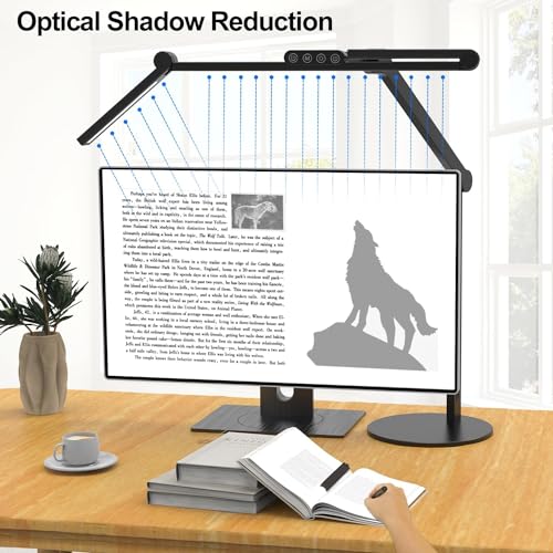 Image of Micomlan Aluminium WIAONE Architect Desk Lamp with Atmosphere Lighting, Led Desk Light with Base,24W Bright Auto Dimming with Rotatable Swing Arm for Workbench Computer (Black(with Base)(28 Inch))