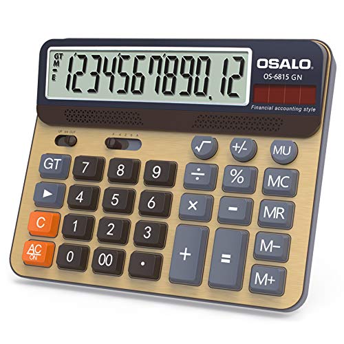 OSALO Calculadora de Mesa, Pantalla Grande, Teclas Grandes, calculadora de 12 dígitos (OS 6815GN)