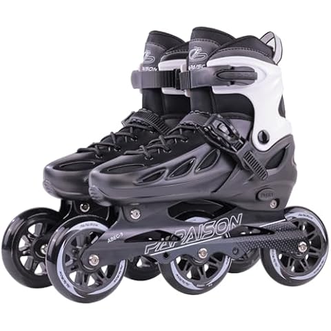 PAPAISON Adult Adjustable Inline Skates for Men Women with 3 100mm Wheels, Outdoor Blades Female Male Fitness Speed Racing Skates, Roller Skates for Teens Boys Girls Cover