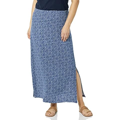 Amazon Essentials Falda Larga en Punto Ligero Mujer, Azul Marino, Animal/Lunares, XXL Cover