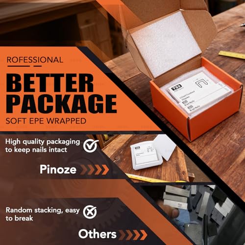 Image of PINOZE Heavy Duty T50 Staples & 18GA Brad Nails Combo Kit, 3120-Count, 3 /8 inch Crown T50 Staples with Toothed Chisel for Staple Gun (1 /4, 3 /8, 1 /2 Inch) + 18 Gauge Brad Nails (5 /8 Inch)