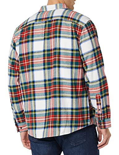 Image of Amazon Essentials Men's Regular Fit Long-Sleeve Flannel Shirt, Soft Brushed Cotton, Lightweight yet Warm