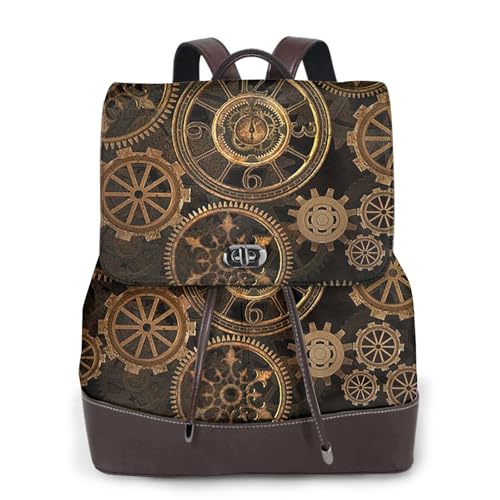 Sac à dos en cuir Gears Clock femme sac de voyage chic et bagage cabine polyvalent noir