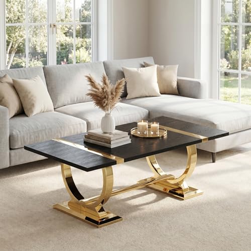 50" Black and Gold Coffee Table