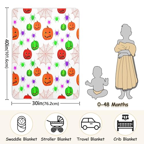 Burbuja Carved Halloween Pumpkins Baby Blanket for Boys Girls, Nursery Soft Warm Swaddling Receiving Baby Blankets, 30x40 in Toddler Blanket3