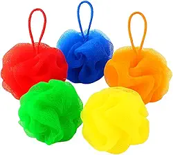 Kit 2 Esponjas de Banho Multicoloridas, Nylon Macio, Design Floral, para Limpeza e Esfoliação Suave, com Alça para Pendurar