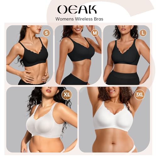 OEAK Womens Wireless Bras Push Up Support Full Coverage Bralettes No Underwire Bra Comfortable Everyday Seamless Tshirt Bras Nude M - Image 6