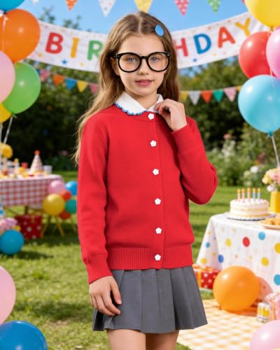 Image of Girls Cardigan Sweater School Uniforms Toddler Long Sleeve Button Knit Solid Sweaters Tops