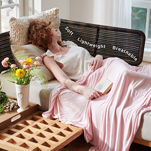 Bedsure Pink Cooling Blanket King Size for Hot Sleepers - Summer Cold Blanket for King Size Bed with Rayon Derived from Bamboo, Ice Cool Cold Arc-Chill Thin Summer Bedding Essentials, 108x90