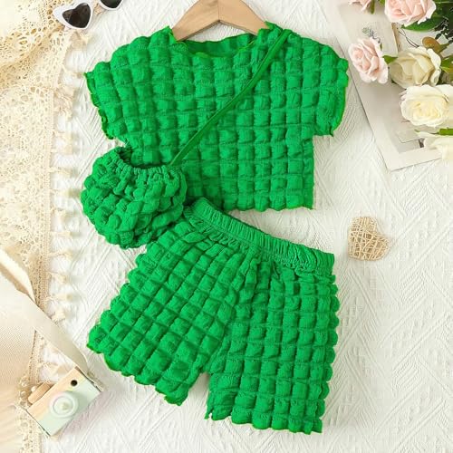Toddler Girls Summer Outfits 2Pcs Set Cute Round Neck Top and Bag Casual Playwear Comfortable Daily Wear for Ages3