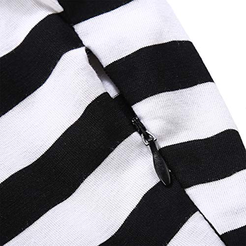 Image of BI.TENCON Women's Striped Pleated Casual A-Line Dresses Knee Length with Pockets