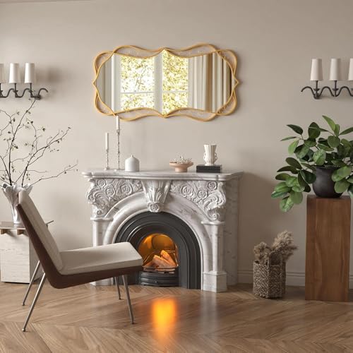 Bathroom Gold Wall Mirror: 24"x48" Antique Large Mirror for Wall - Vertical or Horizontal Hanging - Home Decor for Living Room/Entryway/Fireplace/Hallway - Image 3