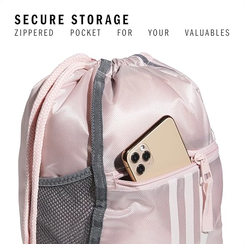 Image of adidas Alliance Sackpack - Drawstring Backpack for Sports, Small Gym, Sandy Pink /White /2, One Size, Alliance Sackpack - Drawstring Backpack Small Bag for Men and Women