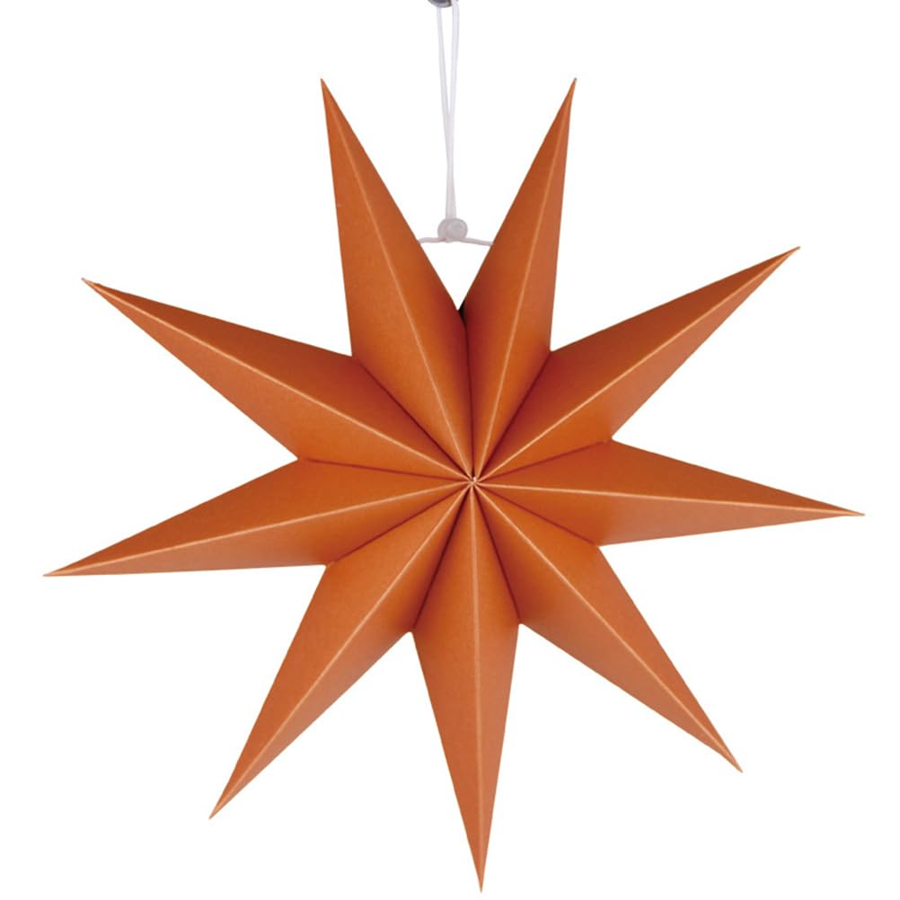 Nativity Ornaments 9 Pointed Paper Star Lantern Ceiling Hanging Lampshade for LED Light Wedding Birthday Christmas Party Decoration Orange Wedding Decor