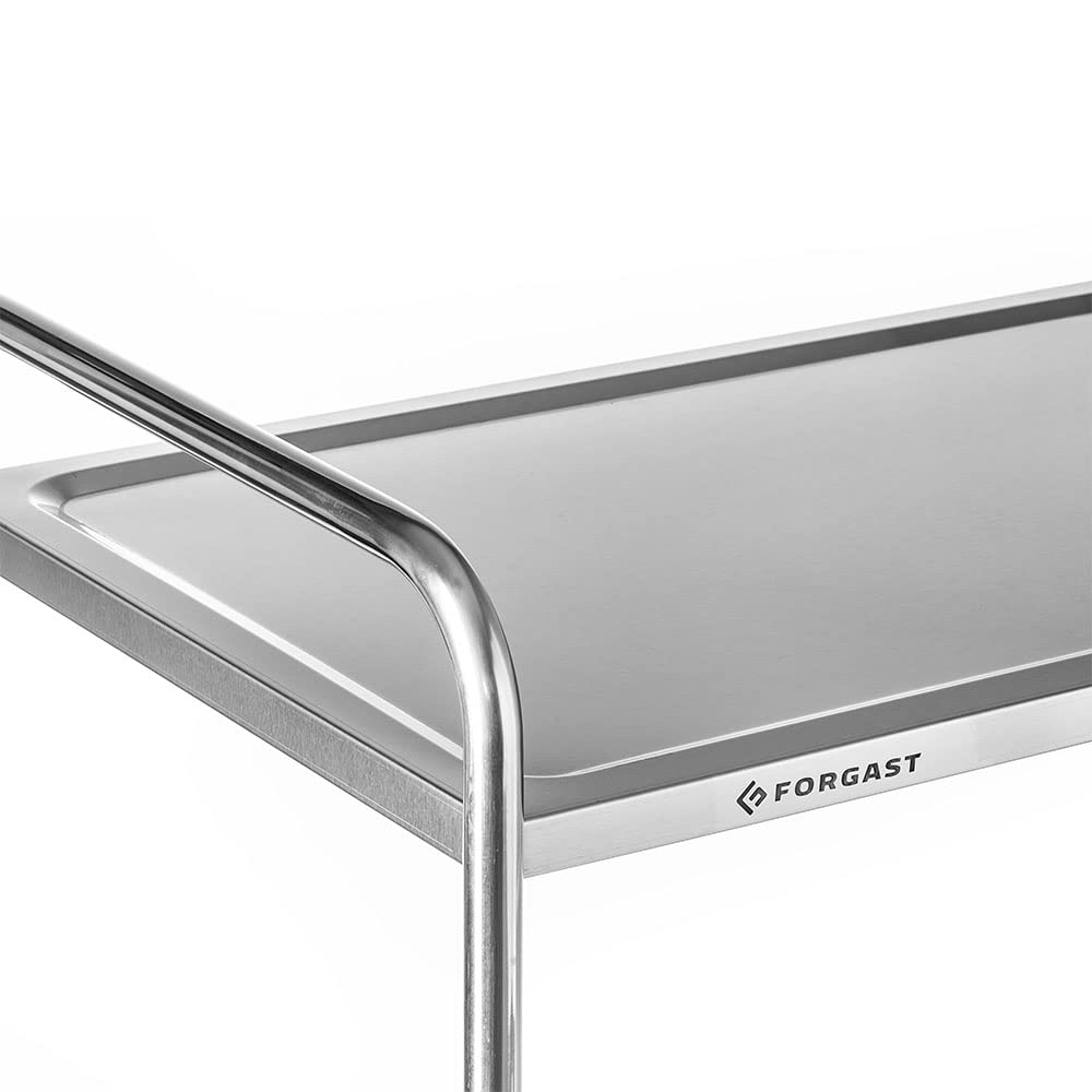 Carrello di Servizio Con Ruote in Acciaio Inox, 2 Ripiani, Dimensioni 86x54x94 cm, Carrello Portavivande, Carrello Pieghevole da Cucina, Per Ristorante, Hotel, Scuola