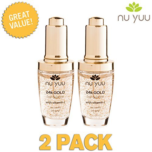 Nu Yuu 24K Gold Foil Facial Serum with Vitamin C + Hyaluronic Acid (2-Pack), Size 1 fl oz.