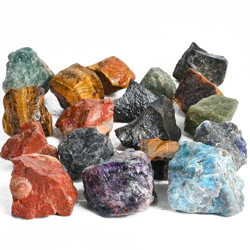 BEZAVO Assorted 1lb Raw Crystals Bulk Gemstone Rough Stones Crystals for Tumbling Cabbing Polishing Wire Wrapping Home Office Decor Wicca & Reiki Crystal Healing Good Luck