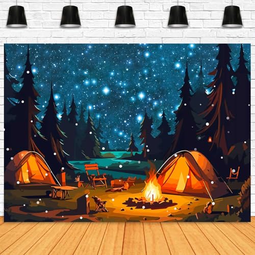 Fondo fotográfico camping 7x5ft azul miniatura 1