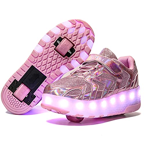 Nsasy Roller Shoes USB Charge Girls Boys Sneakers with Wheels LED Roller Skates Shoes for Kids