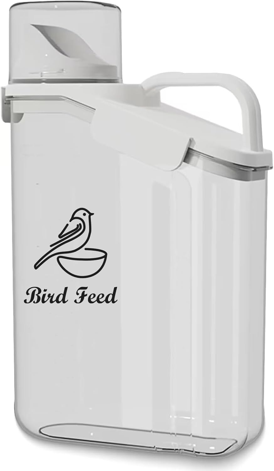 Letsompet Bird Seed Storage Container Airtight 2800ml,Portable Clear