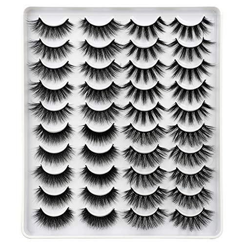 Calphdiar 20 Pairs False Eyelashes 16MM-19MM Mixed Thick Volume Fake Lashes 4 Variety Styles Multipack Wholesale Bulk Lash Pack