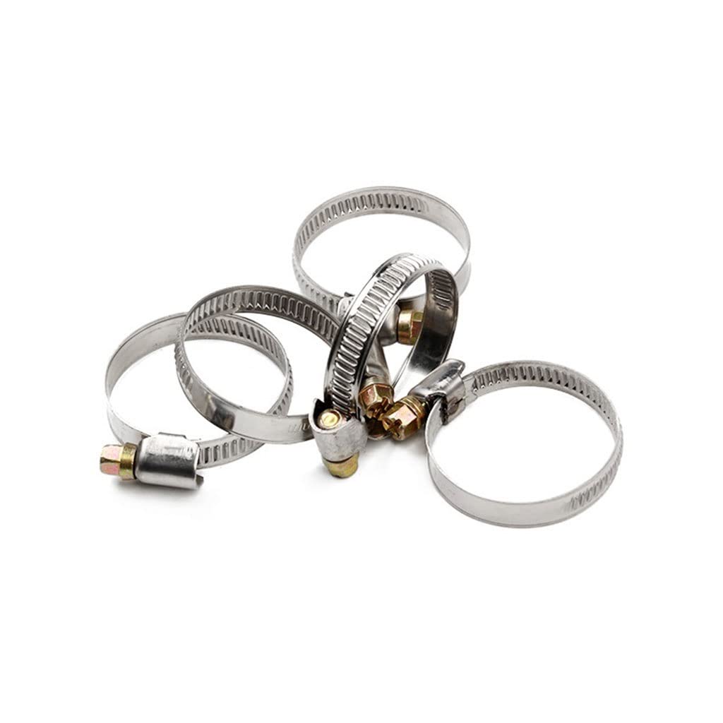5Pcs/Set Pipe Clamps Stainless Steel, Hose Clips Fuel Hose Pipe Clamps Worm Drive Durable Anti-Oxidation(8-12mm)