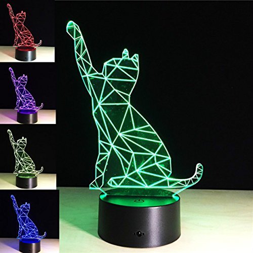 SUPERNIUDBLucky Fortune Cat 3D Night Light 7 Color Change LED Table Lamp Xmas Toy Gift