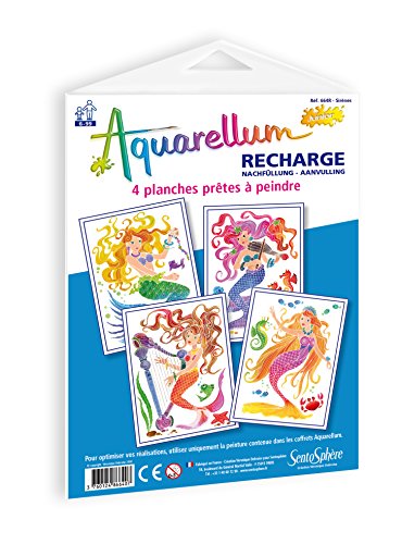 SentoSphère - RECHARGE AQUARELLUM JUNIOR - SIRENES - Recharge Cartes Aquarellum - Kit peinture - Peinture Aquarellable Magique - A partir de 6 ans - fabriqué en France
