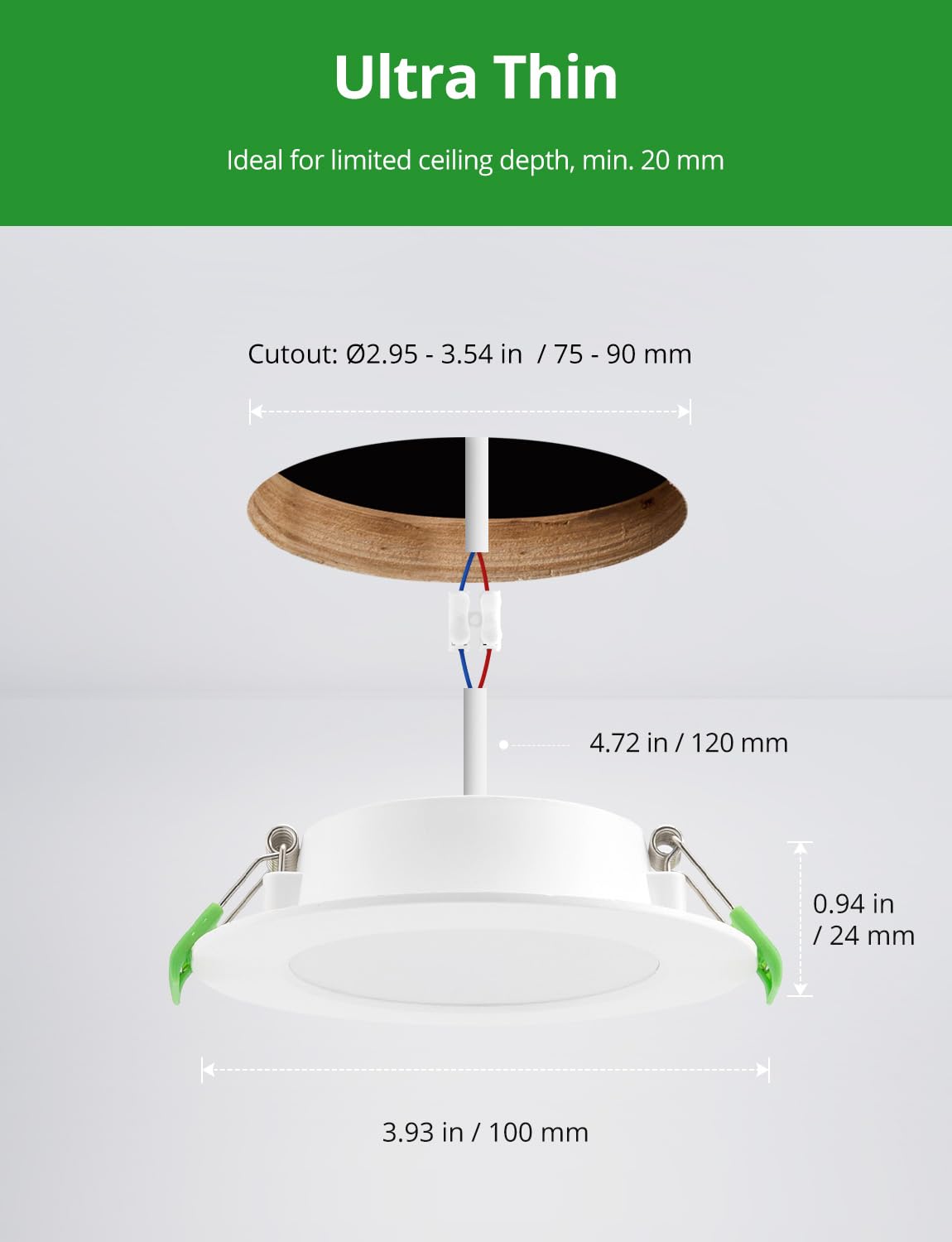 HOMEOW Zestaw 12 wpuszczanych reflektorów LED, bardzo płaski, otwór Φ75-90 mm, 220 V 5 W reflektor łazienkowy IP44, 4000 K, neutralne białe, wpuszczane reflektory sufitowe do kuchni, salonu