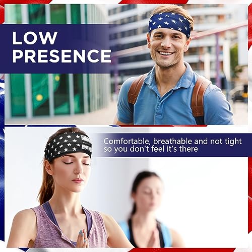 Image of 18 Pcs Sports Sweatbands for Men Women Camo Headbands Workout Non Slip Headbands Breathable Head Band Fitness Stretchy Unisex Hairband for Yoga Running Cycling Ball
