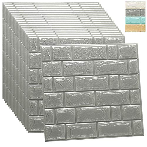 WADILE 3D Wallpaper Brick 20PCS Self Adhesive Peel and Stick Removable Wall Panels Waterproof PE Foam for Bathroom Living Room Home Decoration