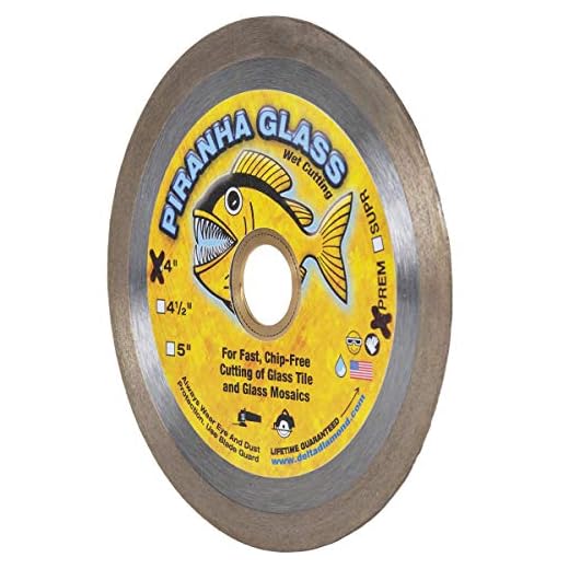Piranha Glass Super Fine 4-Inch Glass Tile Diamond Blade, 5/8-Inch Arbor, Wet Cutting, for Hand-Held Grinders and Wet Tile Saws (4-Inch)