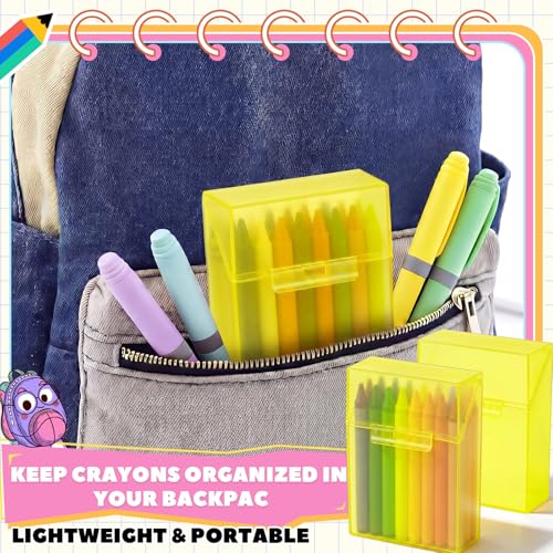 Image of Clabby 2 Pcs Clear Plastic Crayon Boxes Hold 24 Count, Yellow