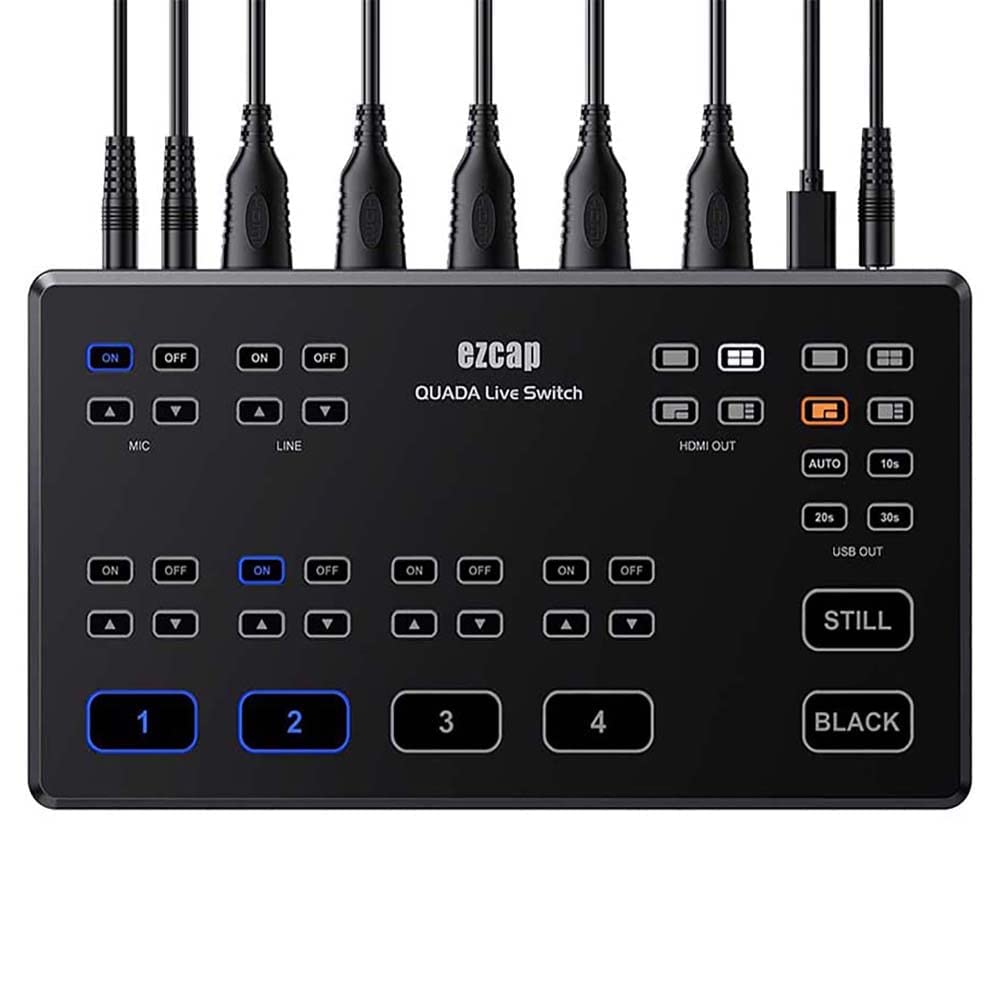 Ezcap 328 HD60 Streaming Video Switcher 4 HDMI Input 1080P Capture Seamless Switching for Multi Cam Video Production & Live Streaming-EPL-890HVC.