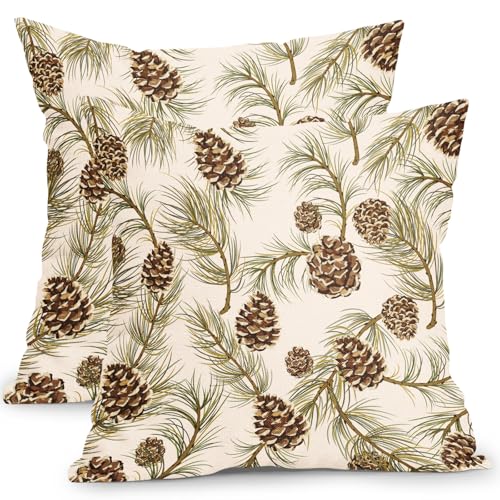Ancordivo Winter Pine Cone Pillow Covers 18x...