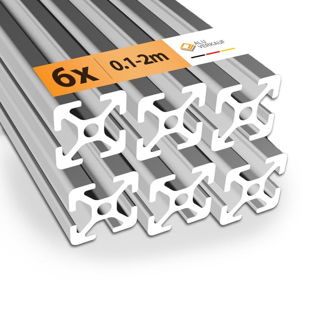 Alu-Verkauf Aluprofil 20x20mm Nut 6-6x Aluminium Profil 500mm - Maße & Stückzahlen wählbar - T-Nut Schiene - Systemprofil aus Aluminium für Profis und Hobbyanwender