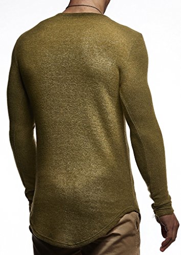 Leif Nelson Men's Long Sleeve Shirt Slim Fit | Men's V-Neck Sweat Shirt | Longsleeve Basic Shirt with V-Neck3