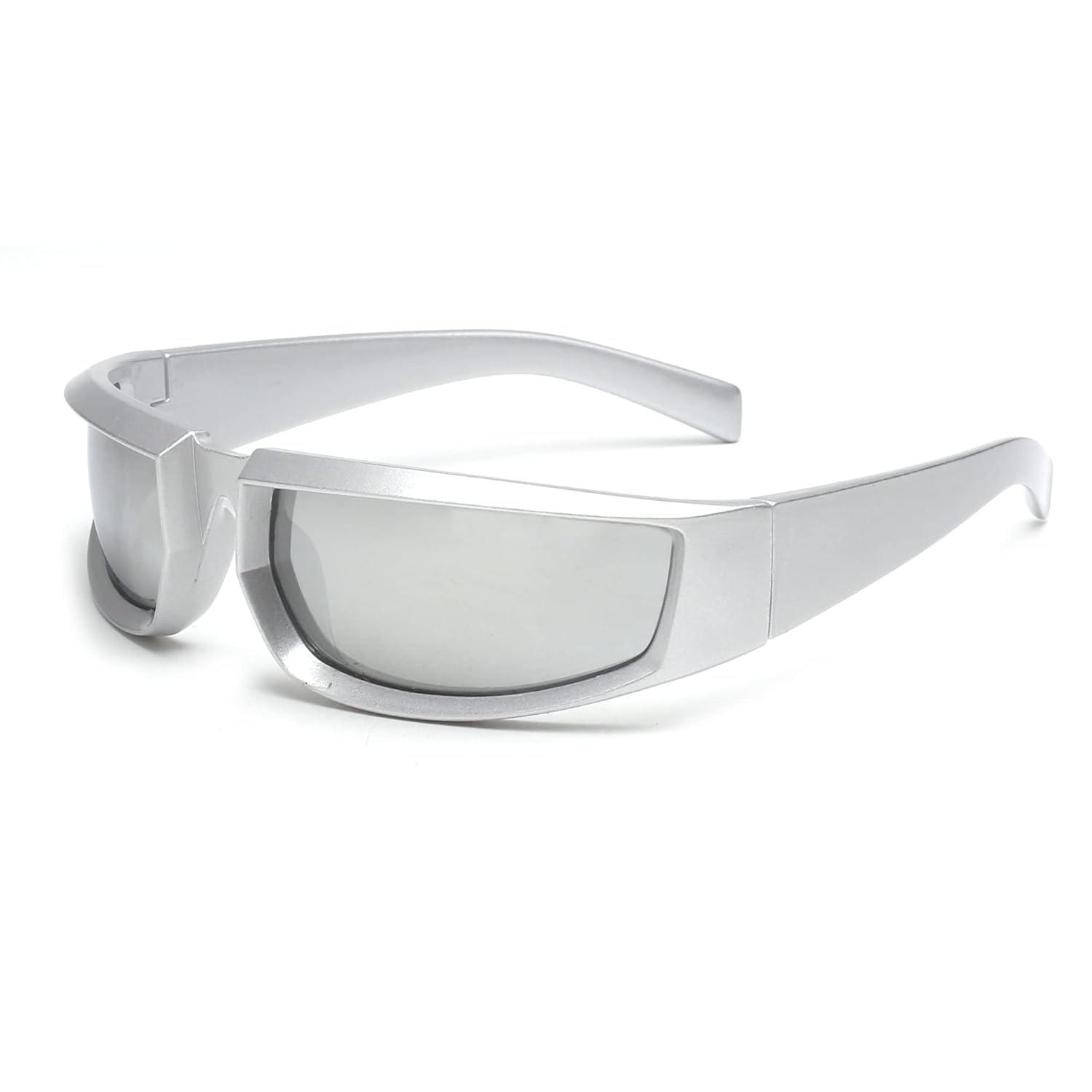 HUVORA Retro Wrap Around Fashion Sunglasses for Men Women y2k Trendy Futuristic Sports Oval Shades for Riding Party Driving Mirrored Rectangle Goggles