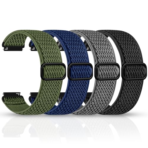 Easuny 4 Pack 22mm Elastic Watch Bands Compatible with Garmin Venu 4/3/2 Vivoactive 4 Garmin Forerunner 255/265/965/955/945/935 Fenix 8/7/6/5 instinct 3/2 Amazfit Bip 6/5 Amazfit GTR 4/3