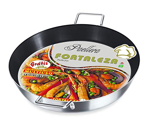 Paellera de Alumínio Fortaleza 45 cm Preta por Dentro/Fosca por Fora