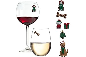 Christmas Dog Wine Glass Charms - Drink Markers for Holiday Beverages