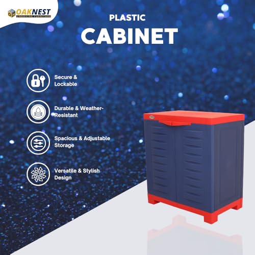 Image of Oaknest Supreme Fusion-01 Plastic Storage Cabinet | Compact & Multipurpose Storage Solution | Waterproof, Durable & Lightweight | Ideal for Home, Office & Garage | Red and Blue