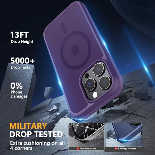 Image of MOCCA Magnetic Shockproof for iPhone 14 Pro Case,Deep Purple | 13ft Drop Tested | Compatible with MagSafe | Anti-Slip Matte Finish | Raised Camera & Screen Lip | Ultra-Slim Design