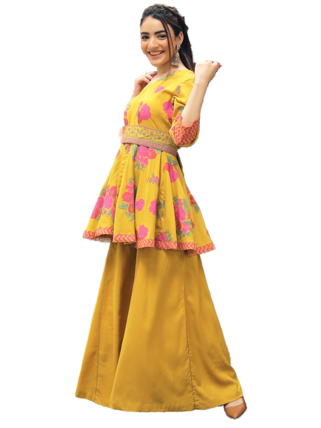 RUSTORANGEInaayat Mustard Kurta Sharara Set