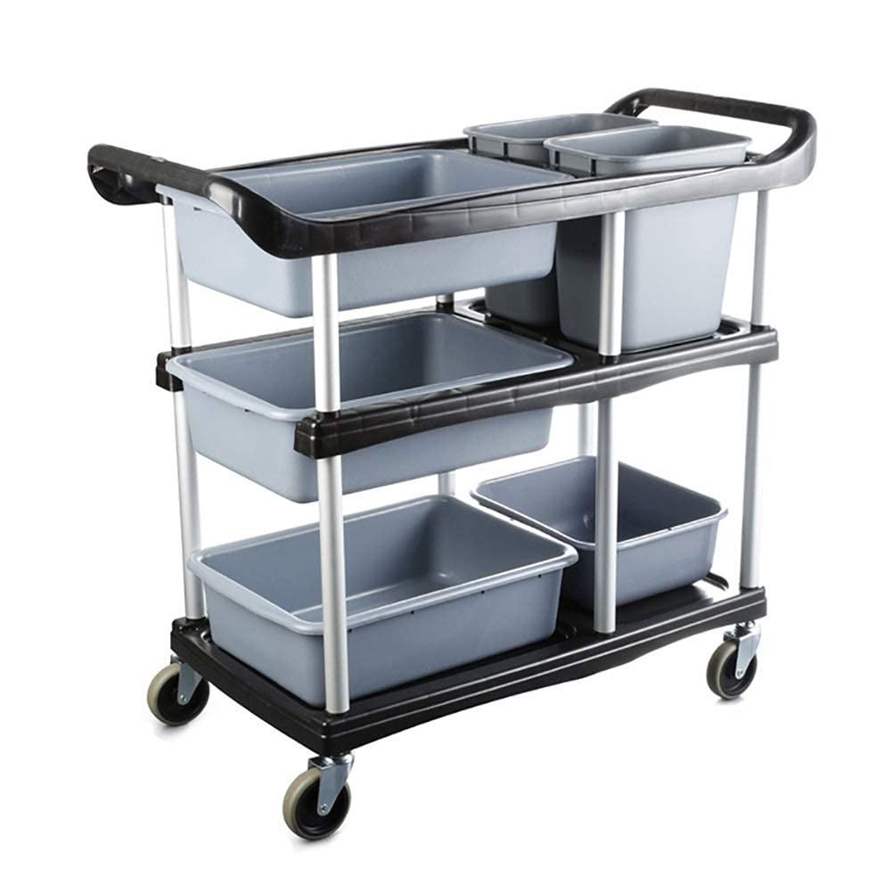 Carts & Service Cars - Carrello multifunzione a 3 ripiani, portatile, con ruote, per ristoranti, hotel e case, comodo carrello in plastica per pulizia e servizio