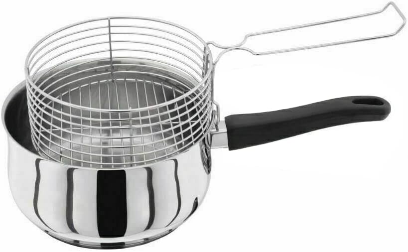 20cm Stainless Steel Chip Pan with Lid and Basket Durable Fryer Pot