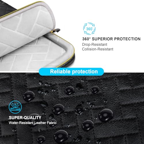 Lacdo 360° Protective Laptop Shoulder Bag, 14 Inch Laptop Sleeve Case for HP Dell ASUS Acer Chromebook 14, HP Stream, Dell Inspiron, IdeaPad, Acer Spin, ASUS ZenBook Computer Bag, Elegant Black3