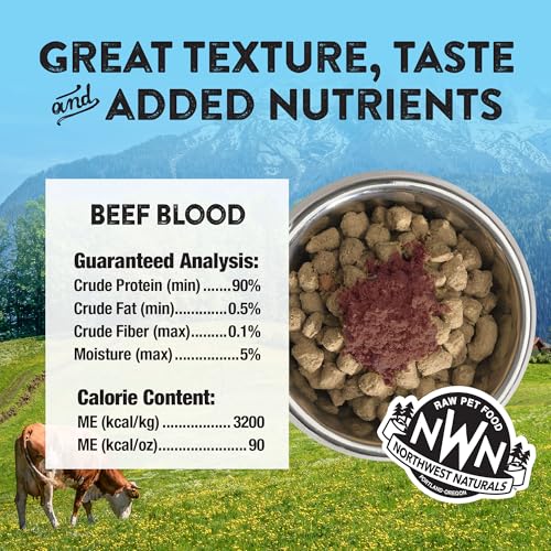 Image of Northwest Naturals Freeze-Dried Beef Blood Functional Topper - for Dogs & Cats - Healthy, 1 Ingredient, Human Grade Ingredients, All Natural, Proudly Made in USA, 3.5 Oz (Pack of 2)